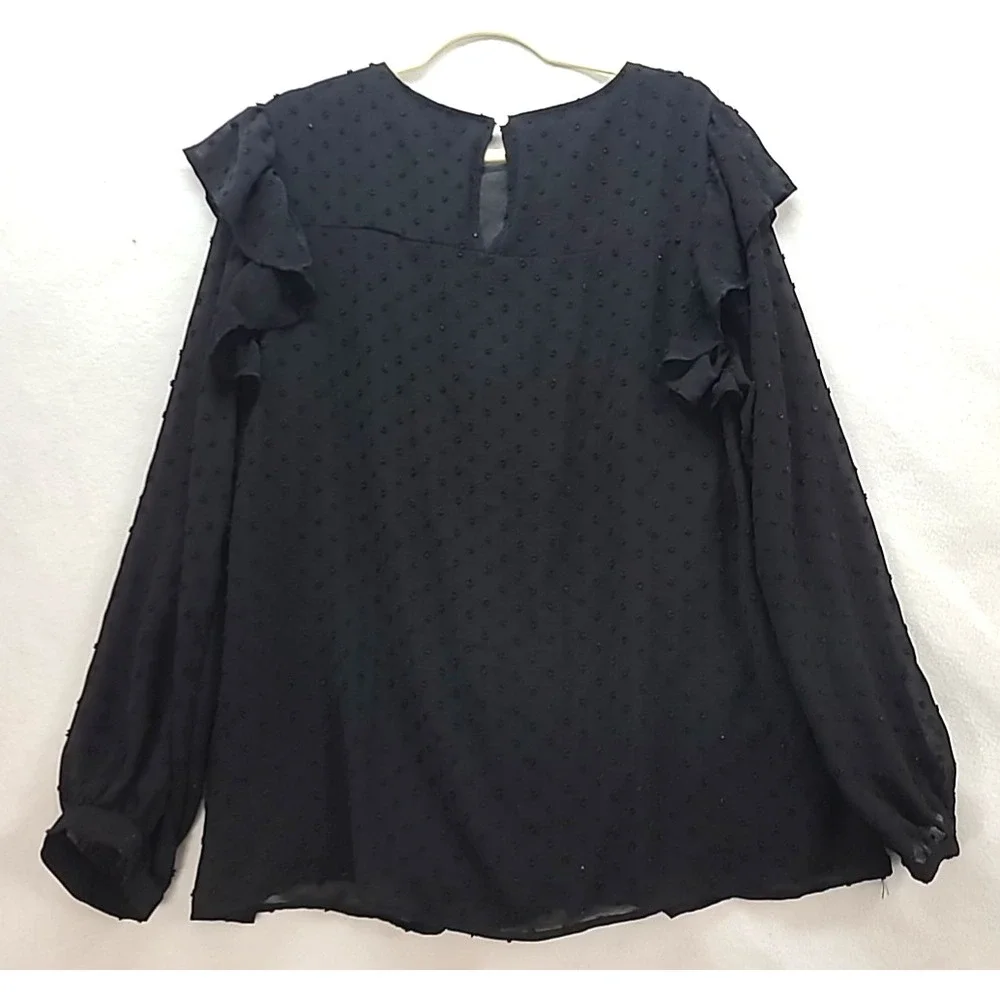 Womens 2X Peasant Blouse Embroidered Yoke Top Chenille Dots Lined Boho Hippie - Picture 2 of 10